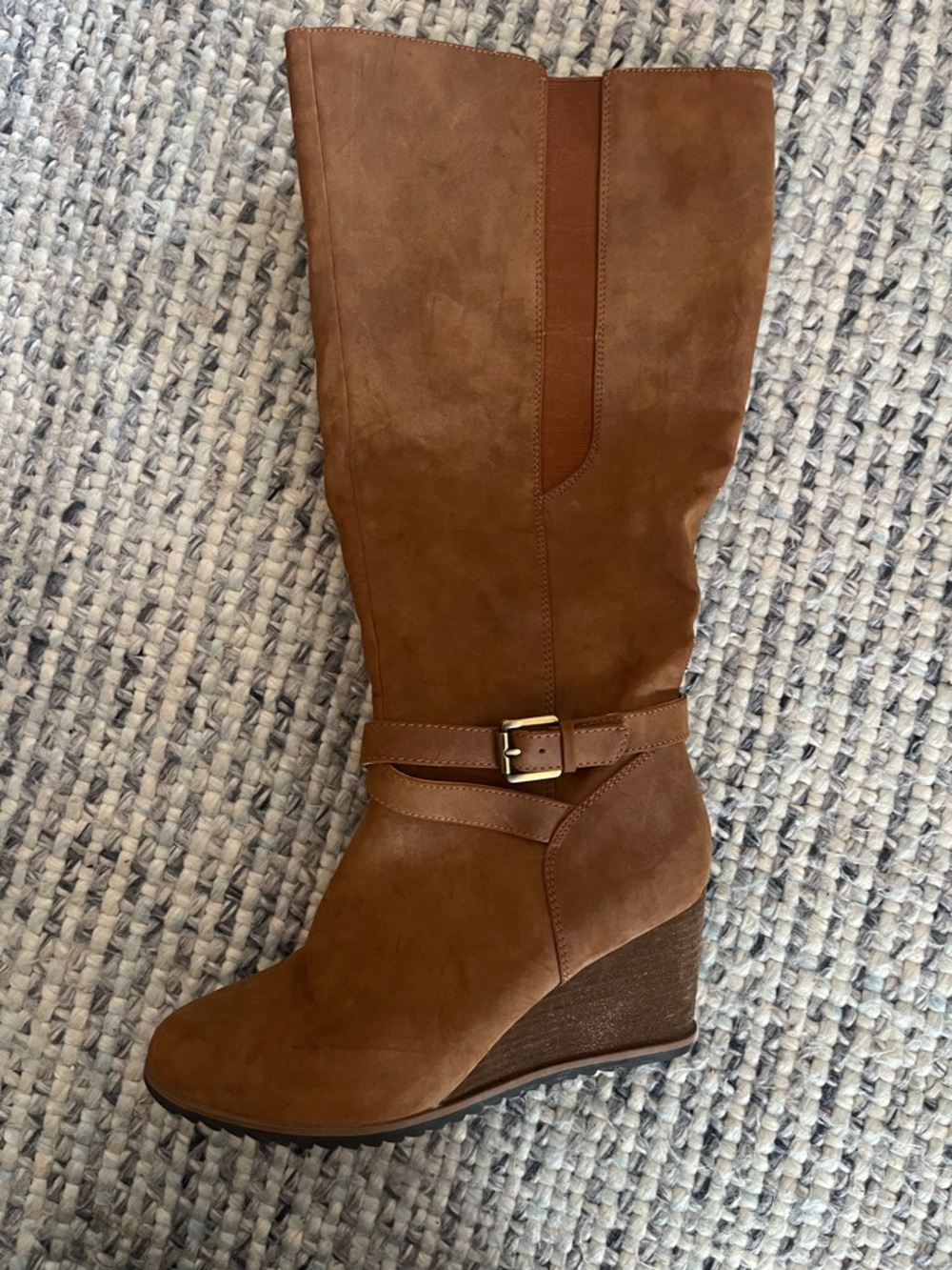 SOUL Naturalizer Women's Brown Wedge Knee-High Boot with Buckle